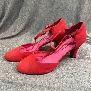 Antoine et Lili Red Suade Vintage Shoes, size 9